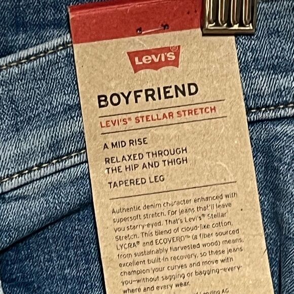 NWT Levi’s Women’s Boyfriend Stellar Stretch Mid Rise Tapered Ankle Jeans Sz 31 - Picture 8 of 9